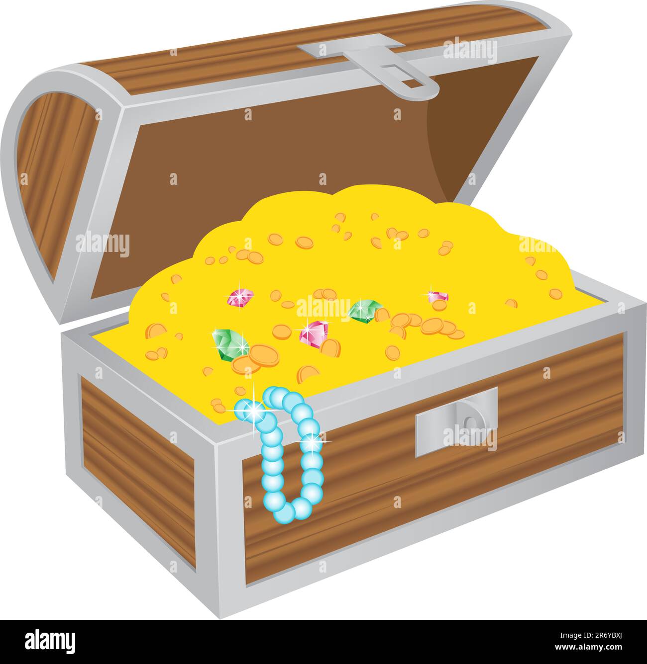 Wooden chest of treasures isolated on the white background Stock Vector ...