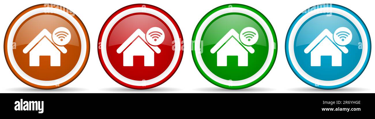 Internet, home, house glossy icons, set of modern design buttons for ...