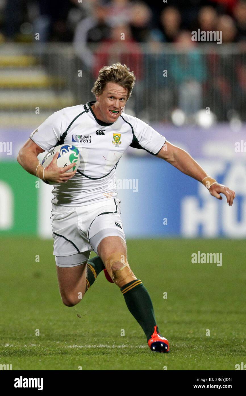 South Africa’s George Stowers in action against Samoa during a Pool D match of the Rugby World Cup 2011, North Harbour Stadium, Auckland, New Zealand, Friday, September 30, 2011. Stock Photo