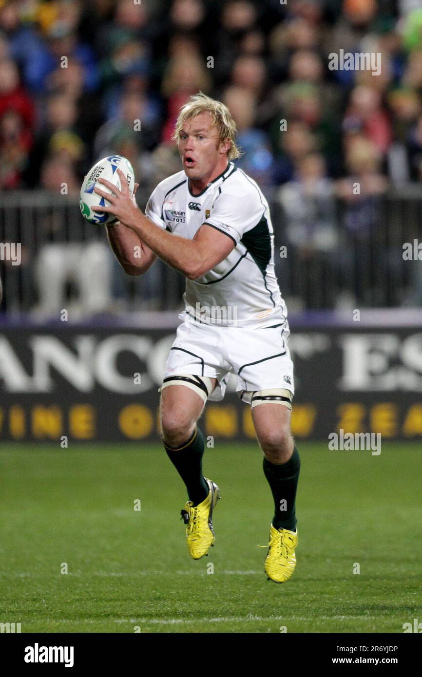 South Africa’s Schalk Burger during a Pool D match of the Rugby World Cup 2011, North Harbour Stadium, Auckland, New Zealand, Friday, September 30, 2011. Stock Photo
