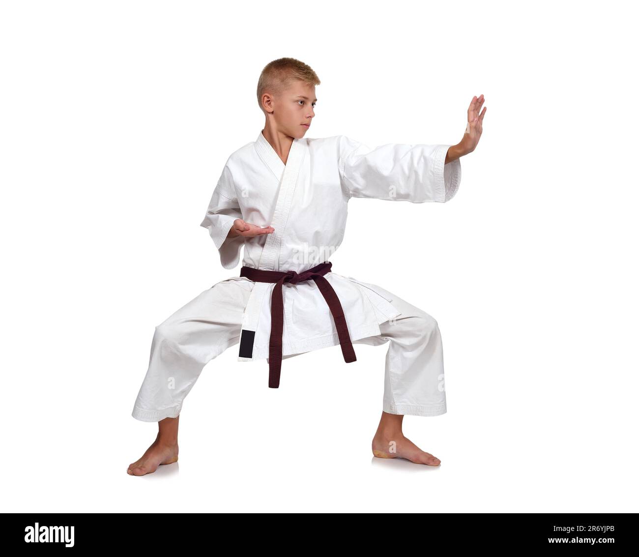 young karate boy isolated on white background Stock Photo Alamy