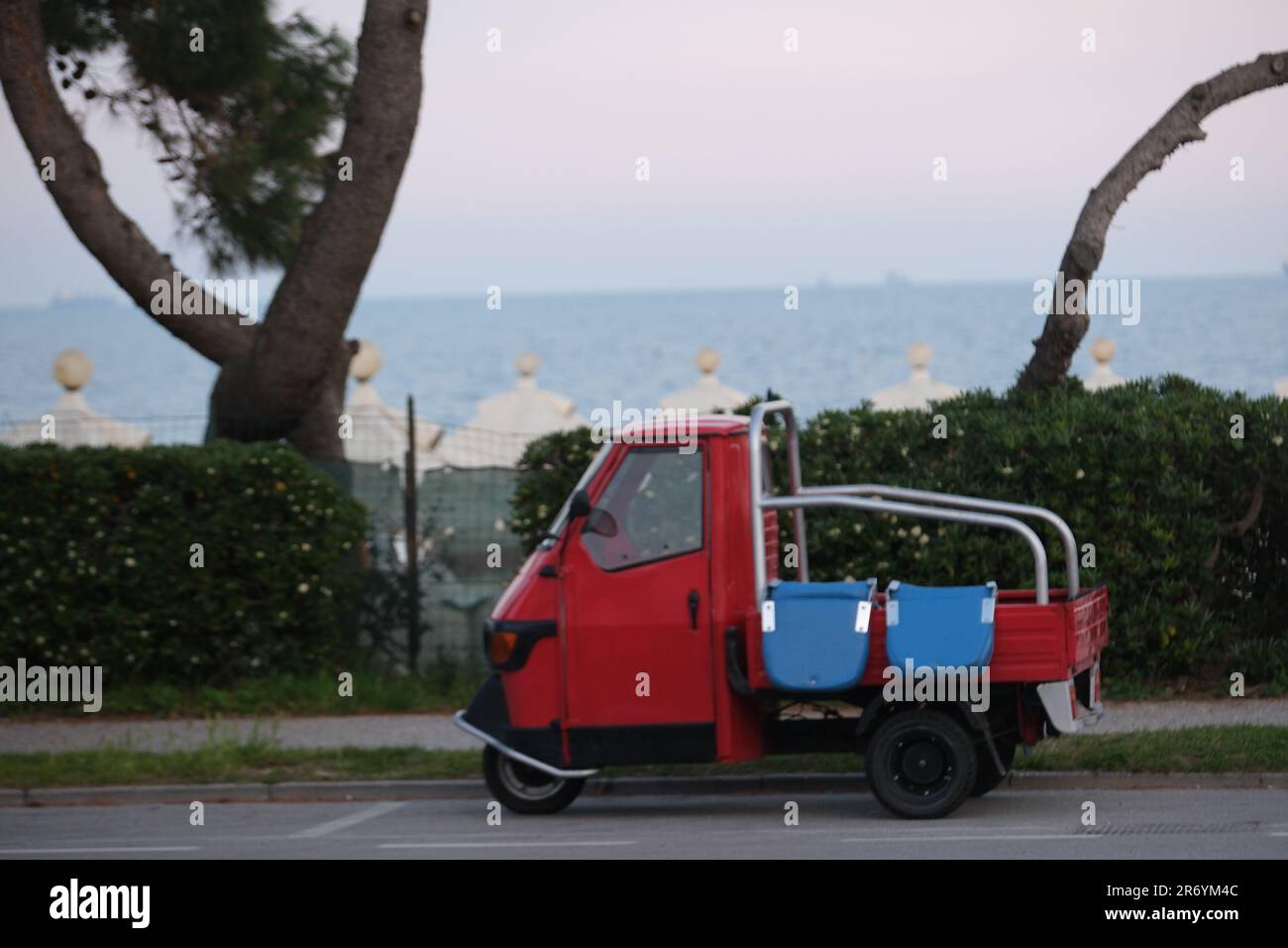 An ape vehicle parked at the Venice Lido Stock Photo