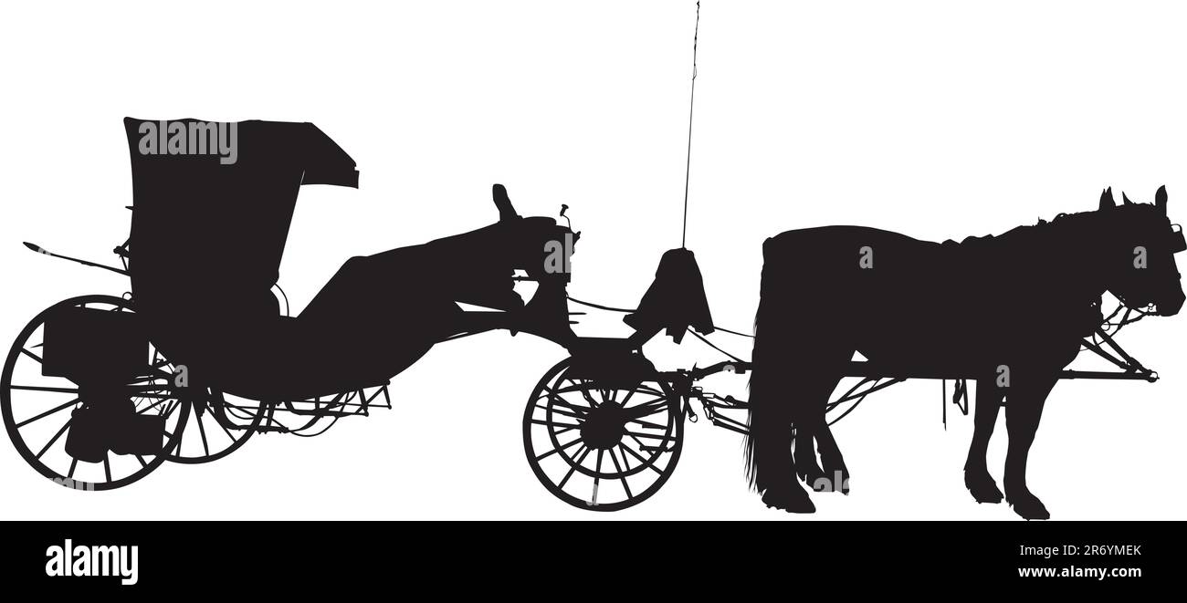 Vector silhouette of Old horse coach Stock Vector