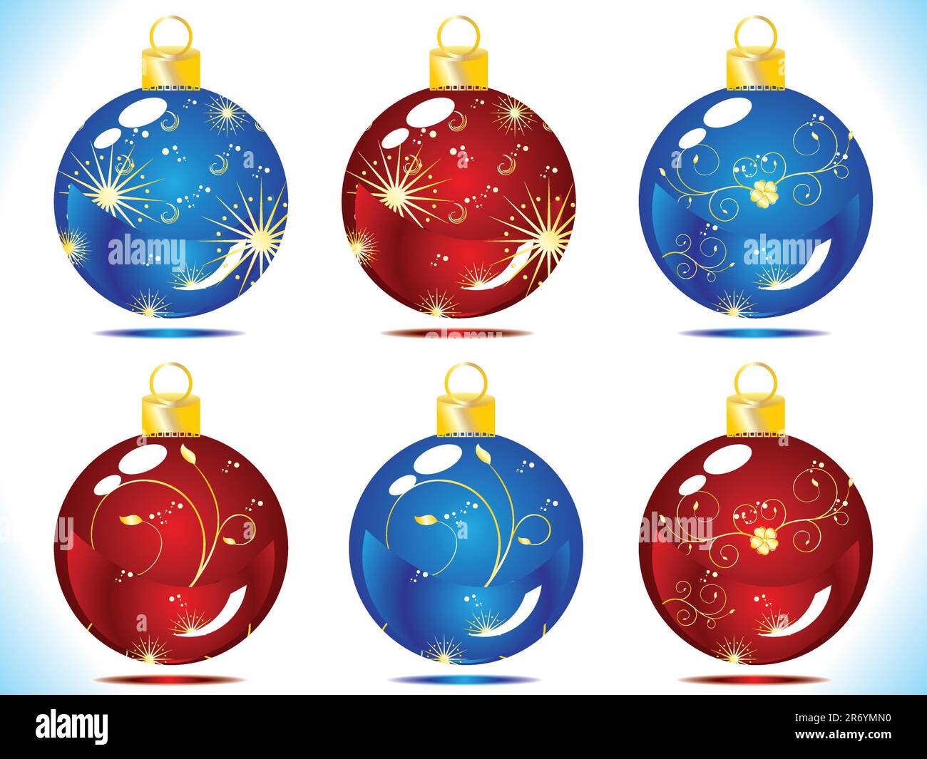 christmas ball with florals in blue and red background vector ...