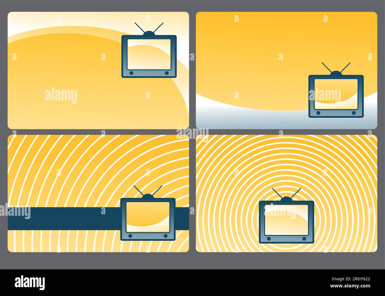 four backgrounds with simple old tv - illustration Stock Vector