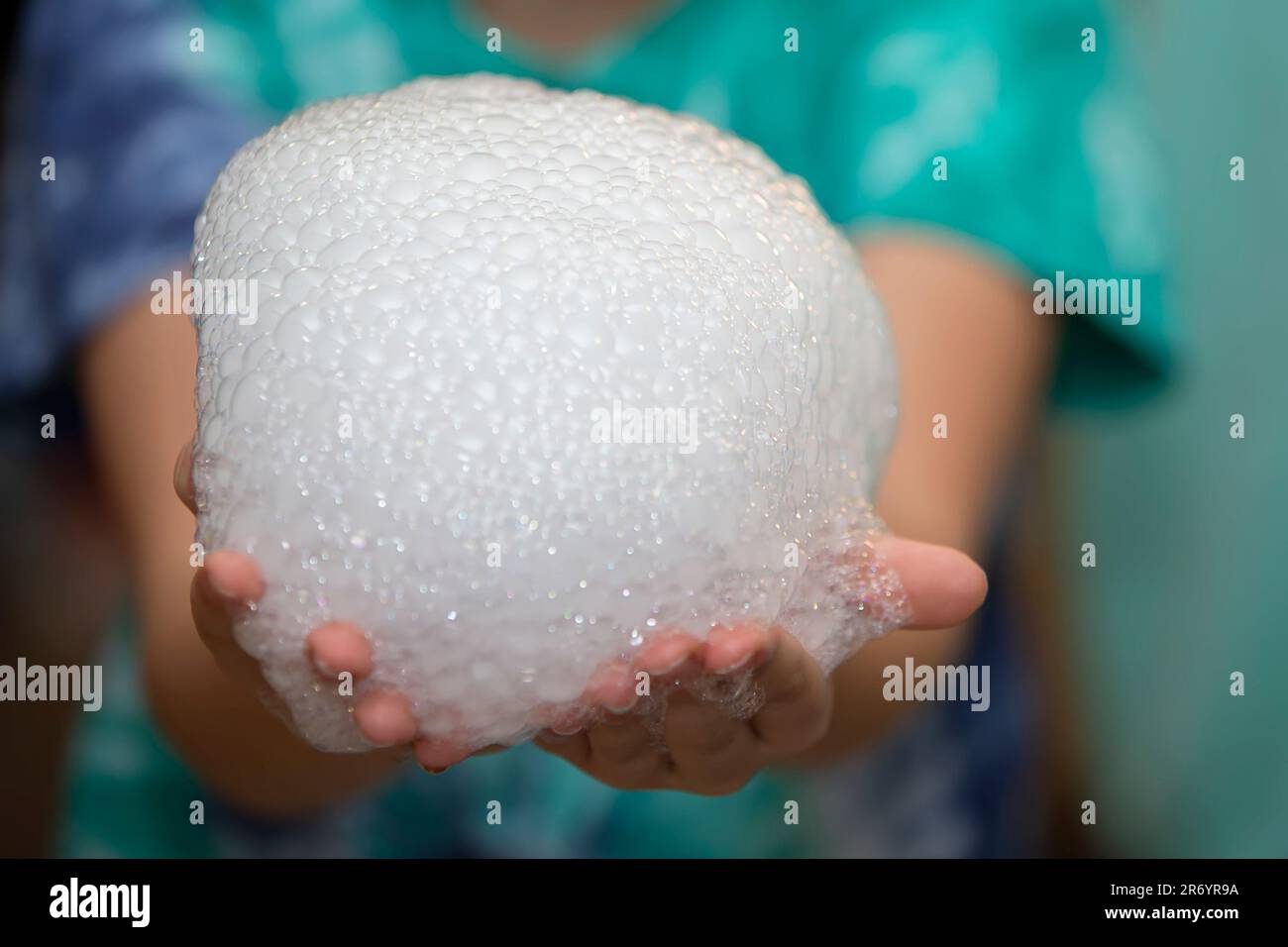 Laboratory chemistry experiment with foam and steaming.Laboratory
