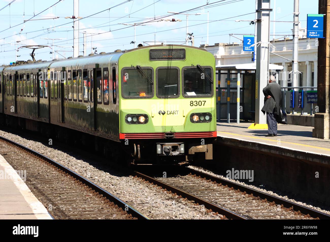 DART train arriving at Dun Laoghaire Station, Dublin, Ireland Stock