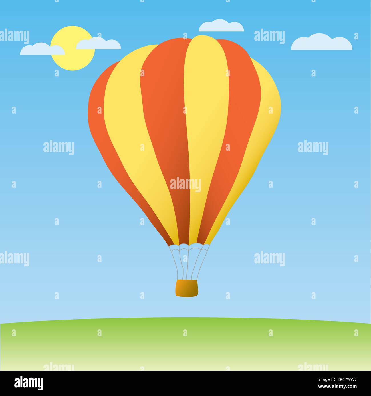 Hot air balloon in the blue sky vector illustration Stock Vector Image ...