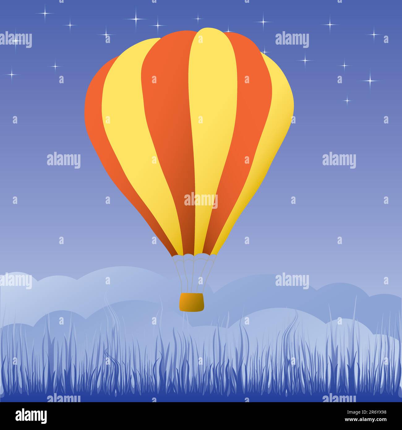 Hot air balloon in the blue sky vector illustration Stock Vector Image ...