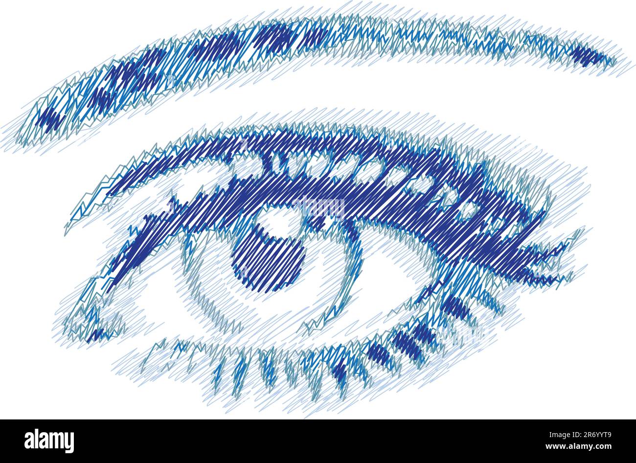 blue eye sketch, hand drawn vector scribble Stock Vector