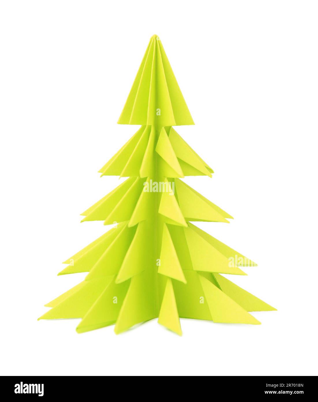 Origami art. Handmade paper Christmas tree on white background Stock ...