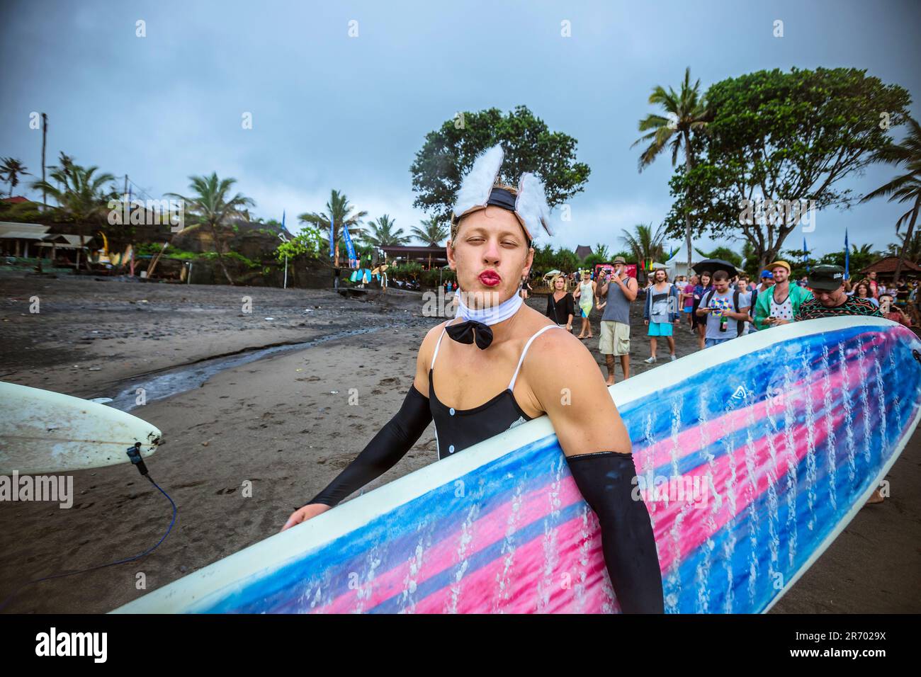 Surf in a carnival costumes, Bali, Indonesia Stock Photo Alamy