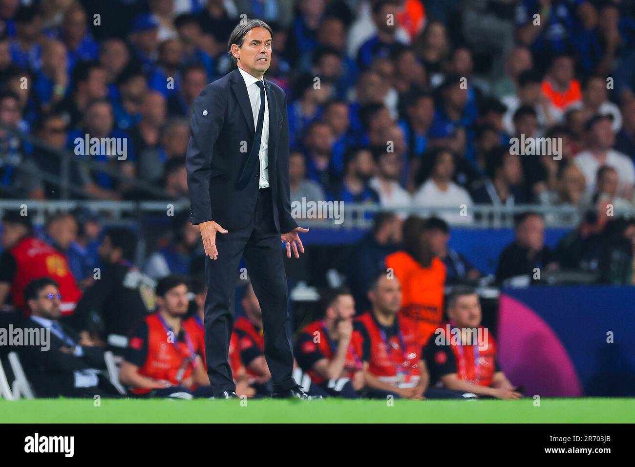 Istanbul, Turkey. 10th June, 2023. ISTANBUL, TURKEY - JUNE 10: coach Simone Inzaghi of FC Internazionale Milano during the UEFA Champions League Final match between Manchester City FC and FC Internazionale Milano at Ataturk Olympic Stadium on June 10, 2023 in Istanbul, Turkey (Photo by /Orange Pictures) Credit: Orange Pics BV/Alamy Live News Stock Photo