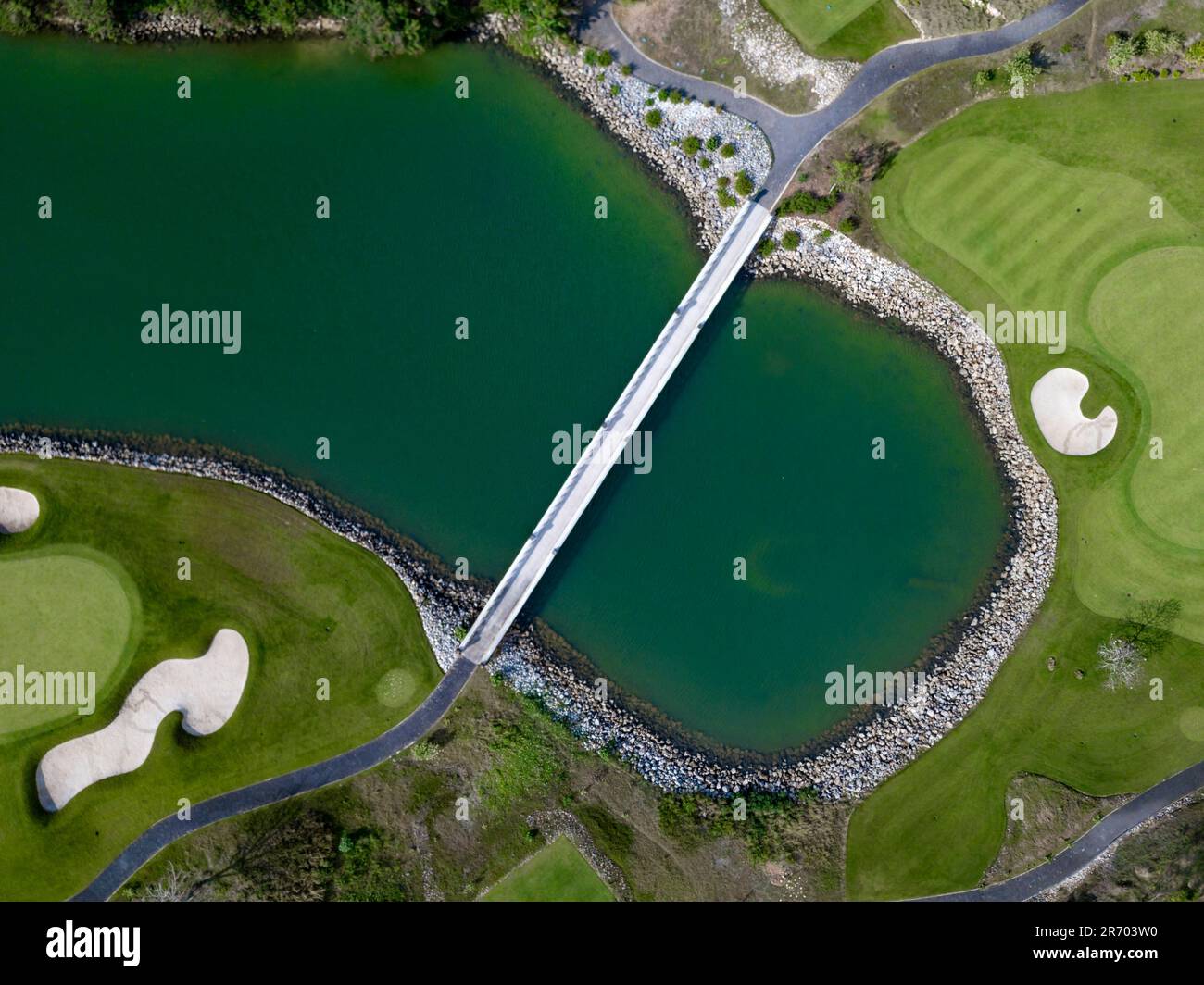 Aerial view of bridge and lake, Jimbaran, Bali, Indonesia Stock Photo ...
