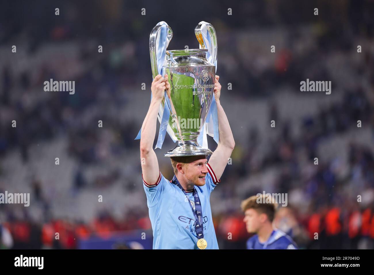 Istanbul, Turkey. 11th June, 2023. ISTANBUL, TURKEY - JUNE 11: Kevin De Bruyne of Manchester City with the cup during the UEFA Champions League Final match between Manchester City FC and FC Internazionale Milano at Ataturk Olympic Stadium on June 11, 2023 in Istanbul, Turkey (Photo by /Orange Pictures) Credit: Orange Pics BV/Alamy Live News Stock Photo