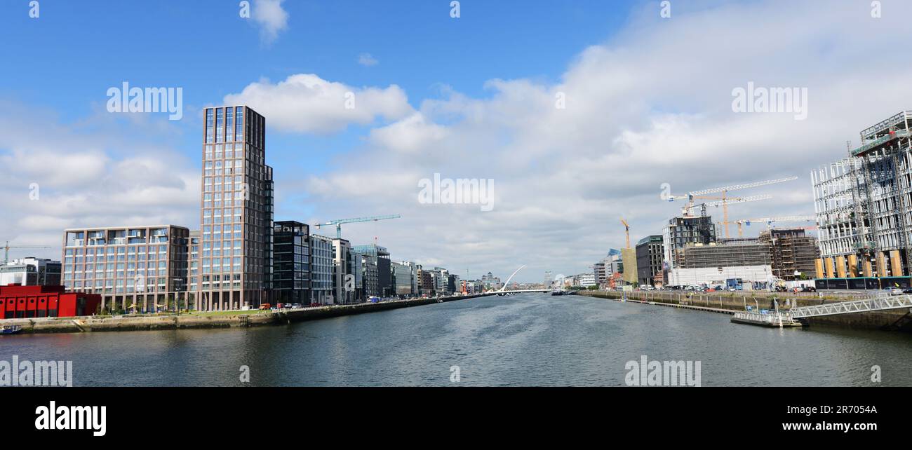 Rapid urban development along the River Liffey waterfront in Dublin, Ireland. Stock Photo