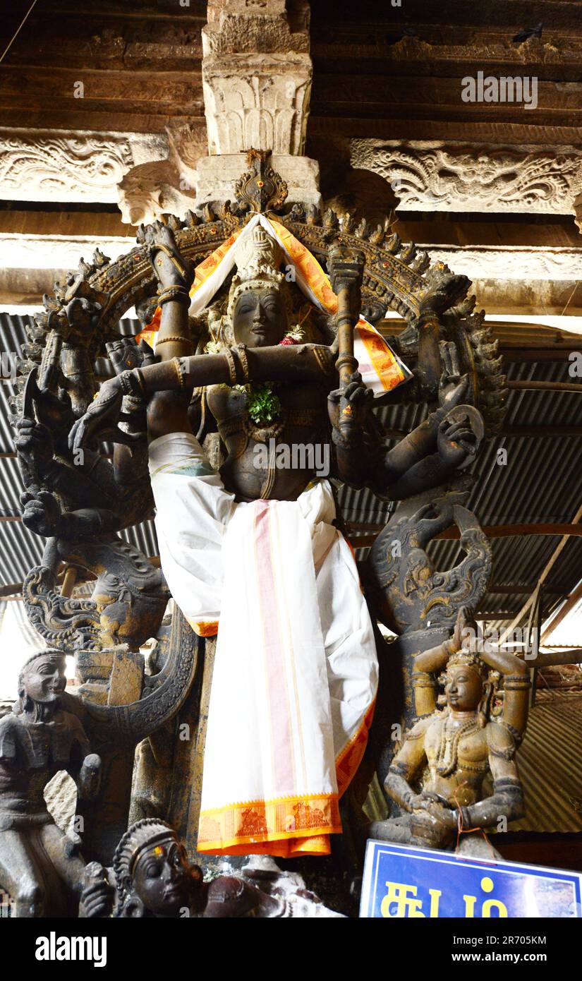 Deity sculptures decorating the Meenakshi Amman Temple in Madurai