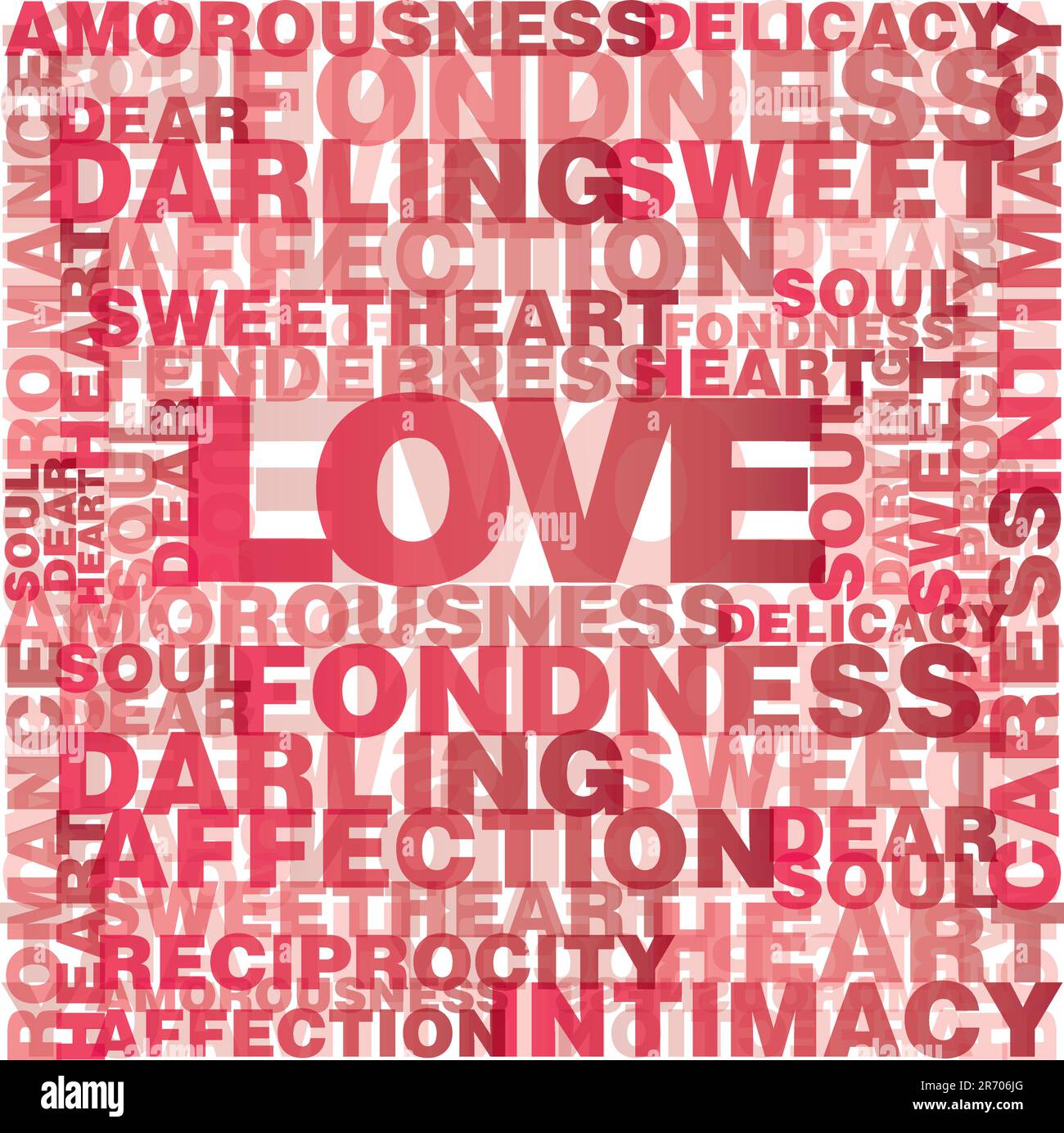 Valentine heart from love words Stock