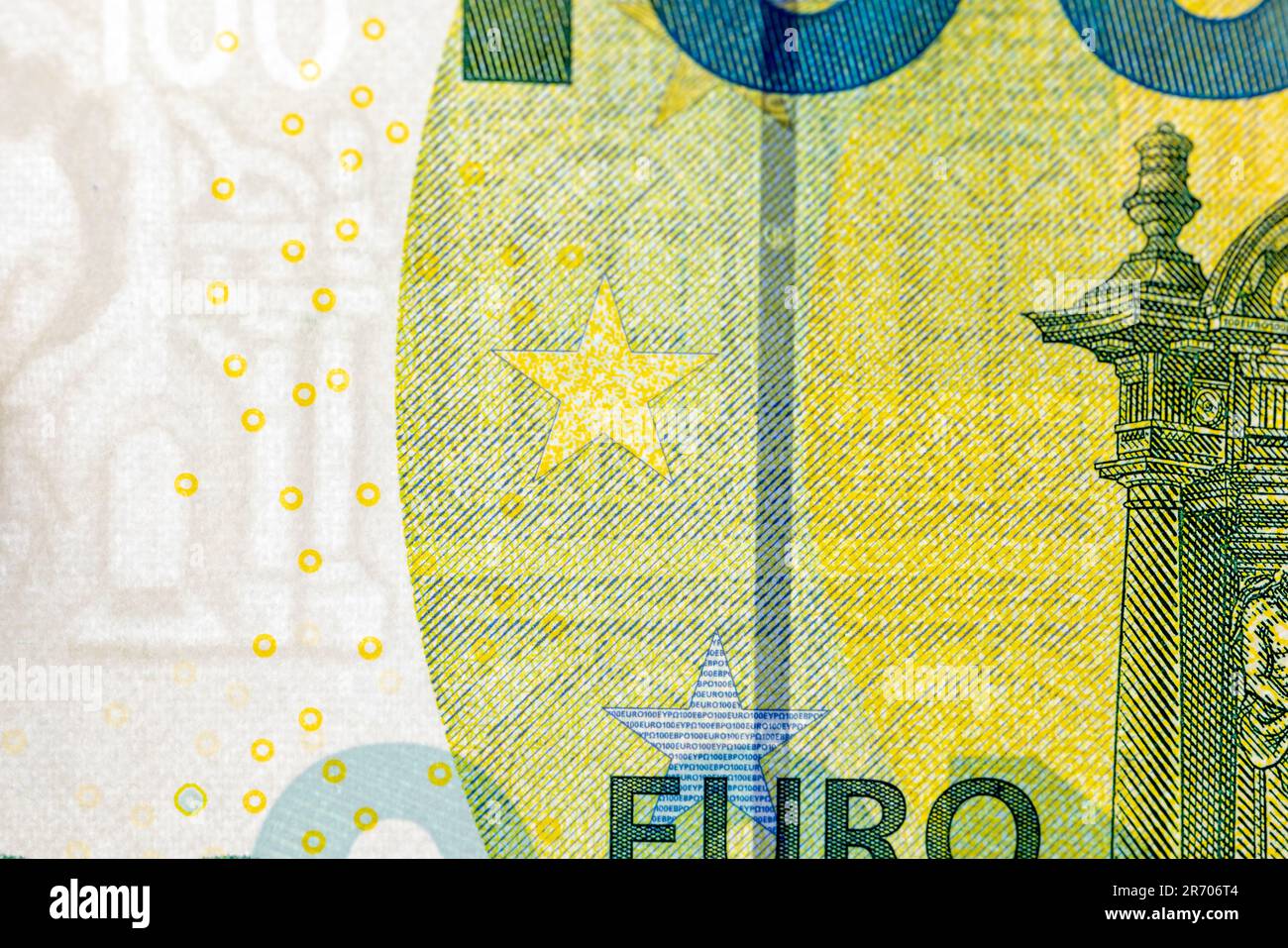 Close-up of the one hundred euro banknote of the European Union ...