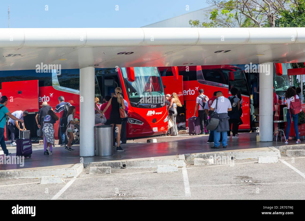 ADO bus station, Terminal 2, Cancun International airport, Cancun, Quintana Roo, Mexico Stock