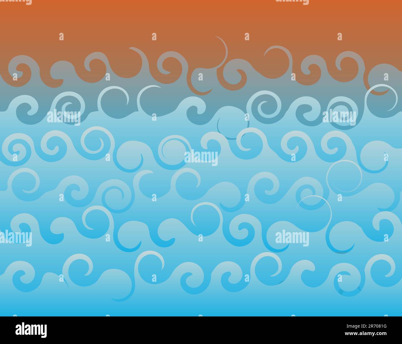 Abstract editable vector background of ocean waves Stock Vector