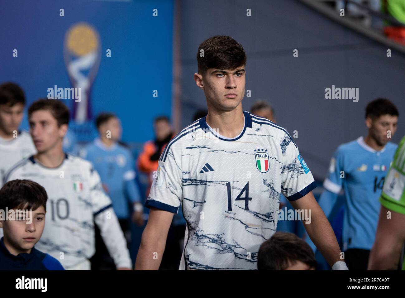 Gabriele Guarino of Italy looks on during the FIFA U-20 World Cup Argentina 2023 Final match between Italy and Uruguay at Estadio La Plata. Stock Photo