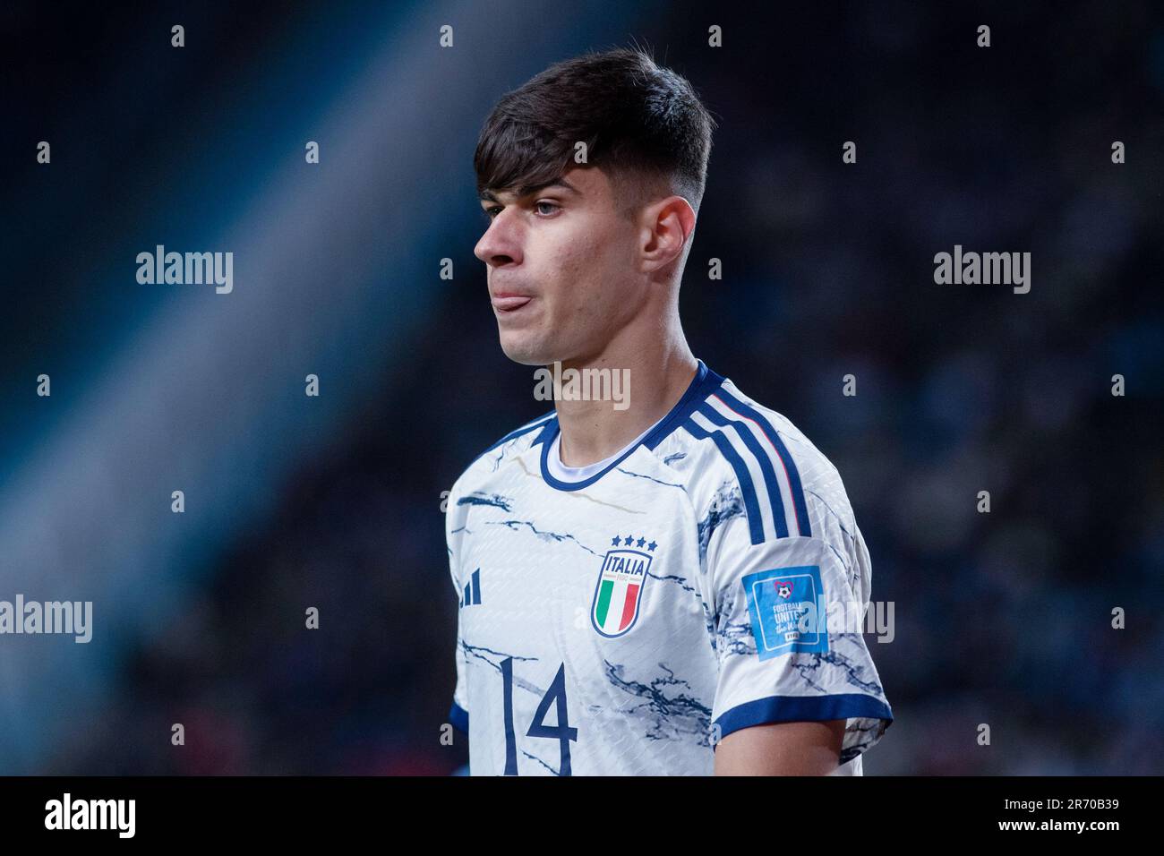 La Plata, Argentina. 11th June, 2023. Gabriele Guarino of Italy looks on during the FIFA U-20 World Cup Argentina 2023 Final match between Italy and Uruguay at Estadio La Plata. (Photo by Manuel Cortina/SOPA Images/Sipa USA) Credit: Sipa US/Alamy Live News Stock Photo