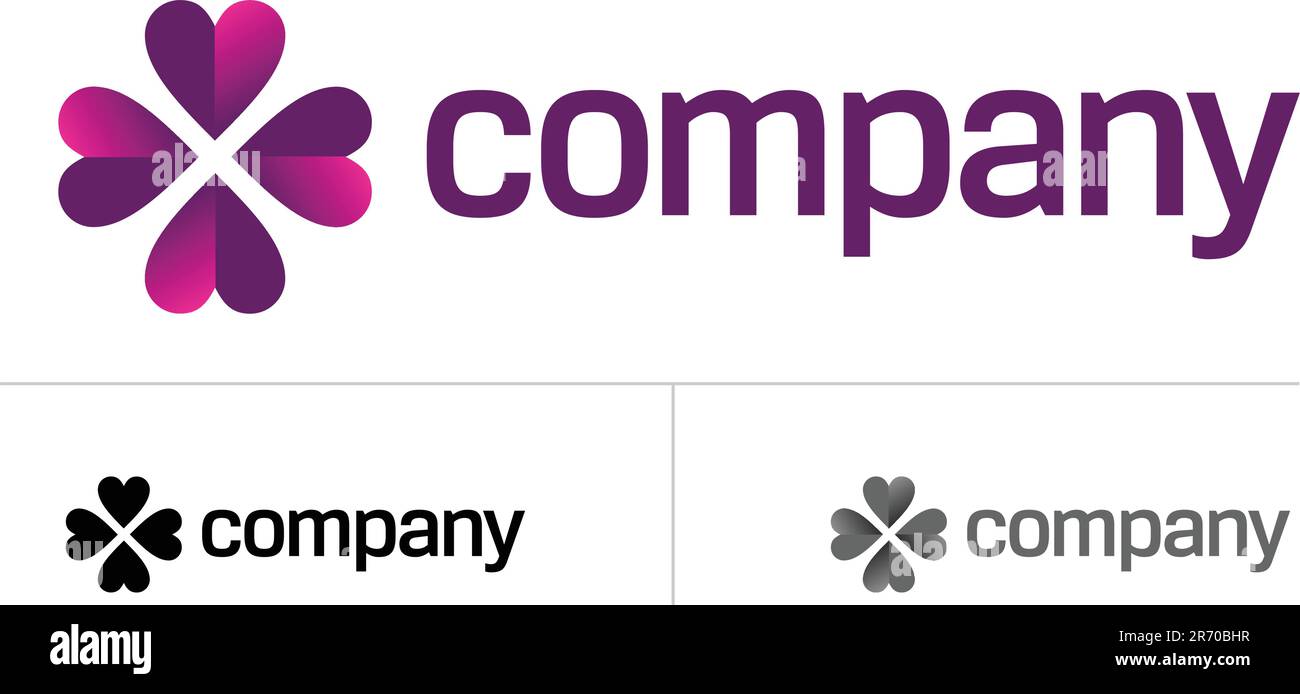 Love heart combination in romantic logo Stock Vector