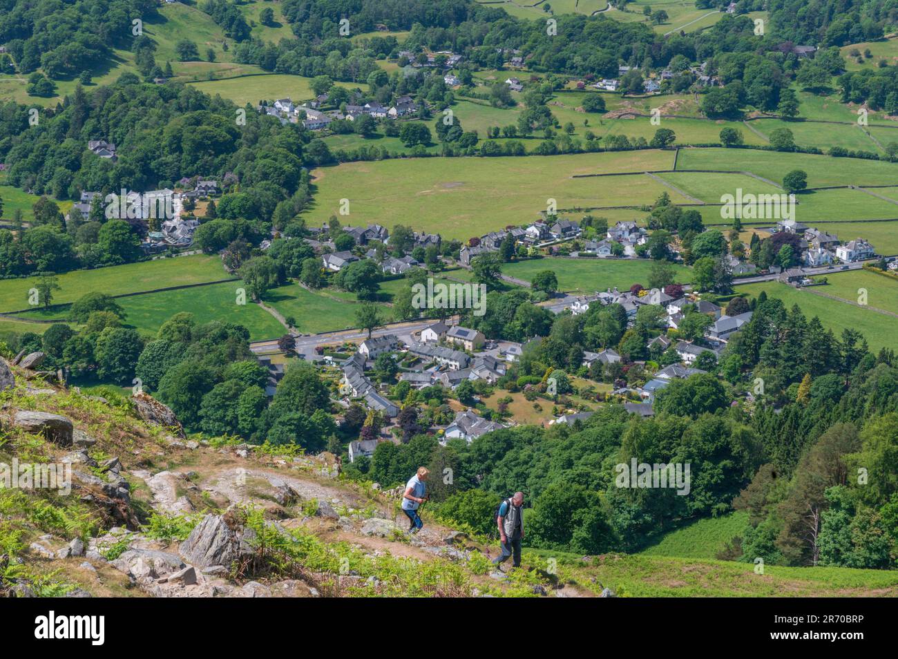 Grasmere from the path to Alcock Tarn in Cumbria Stock Photo