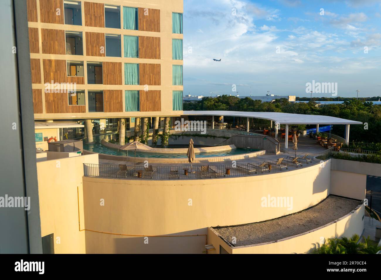 Circular rooftop pool at Hilton Garden hotel, Cancun airport , Quintana