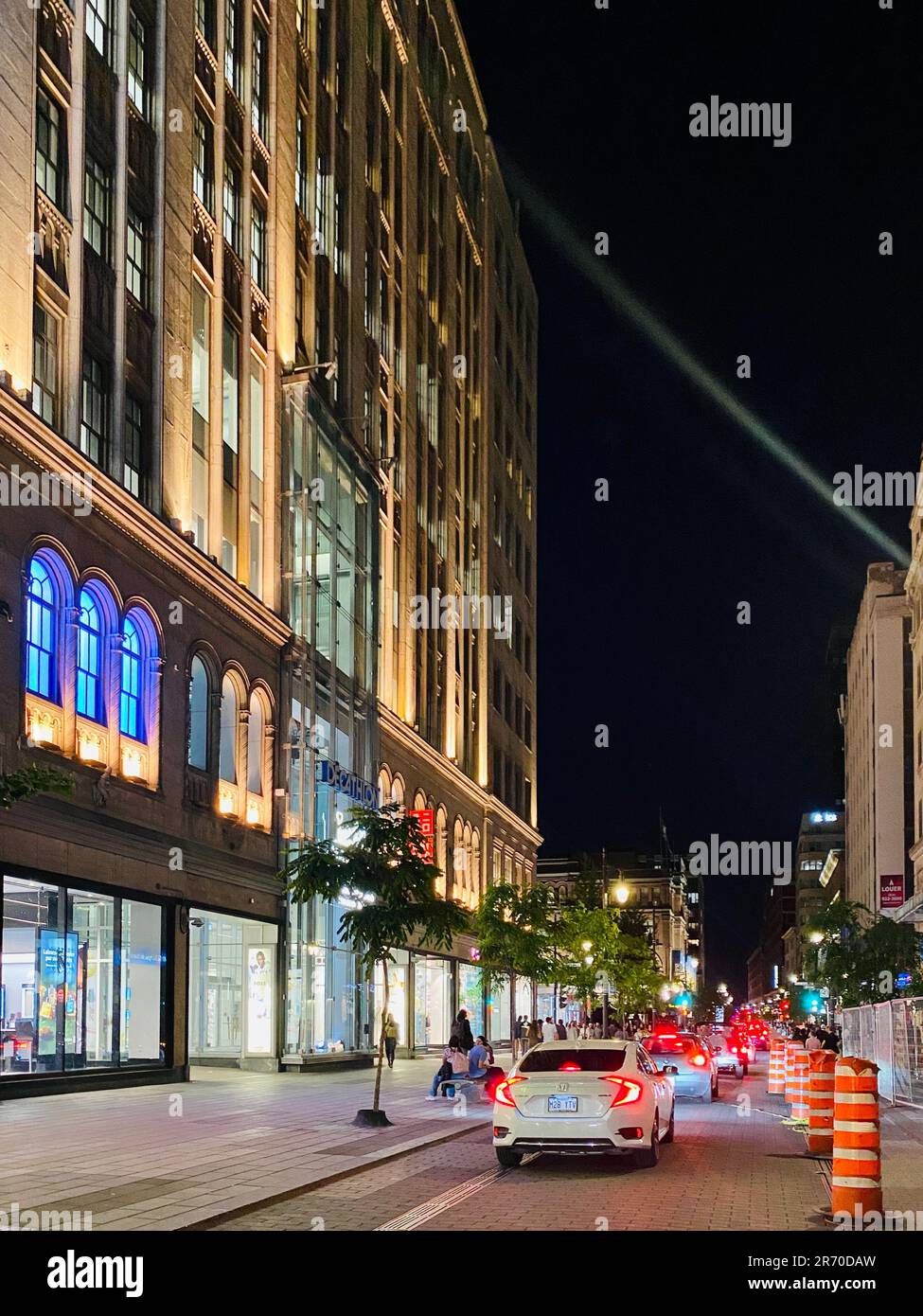 The night view of Saint Catherine Street in downtown Montreal Stock