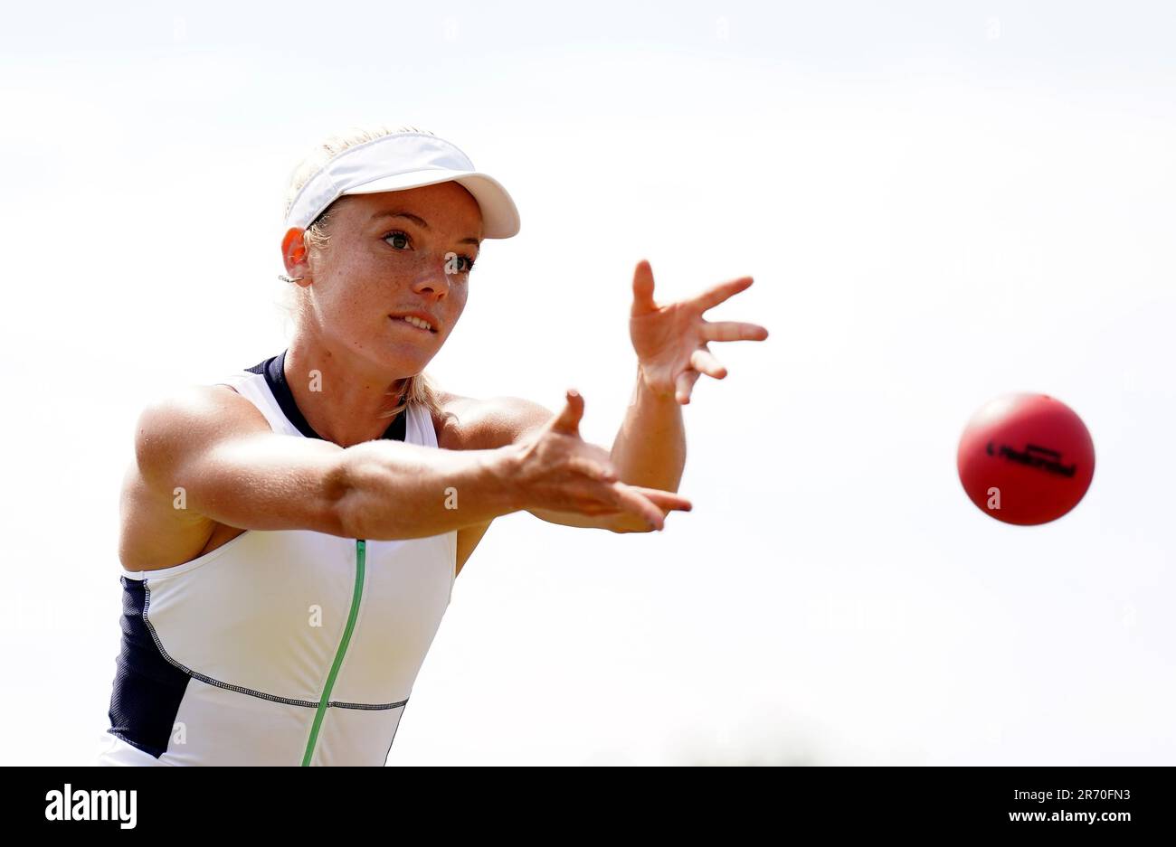 Katie Swan warms up before her final against Yanina Wickmayer (not ...