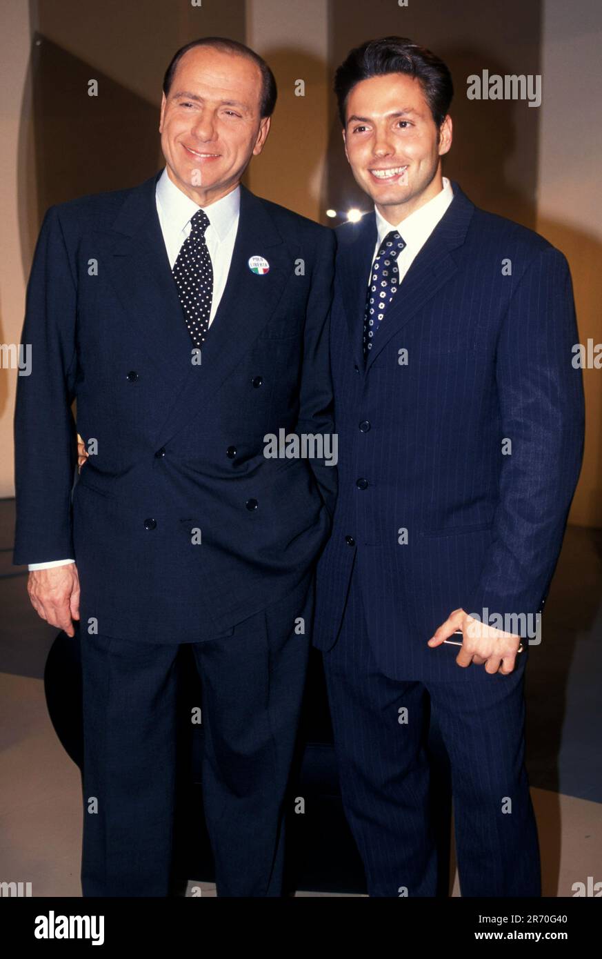 Milano - Silvio Berlusconi - archivio anni 90nella foto : Silvio Berlusconi,  Piersilvio Berlusconi Stock Photo - Alamy