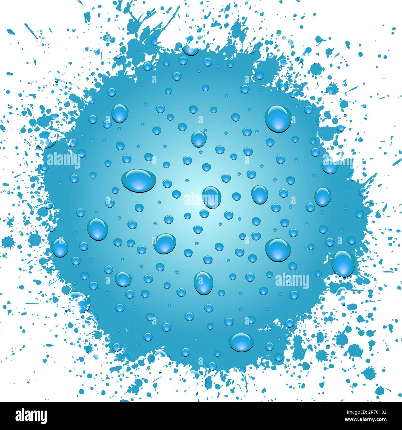 Water drops on  blue background. Round vector illustration. Stock Vector