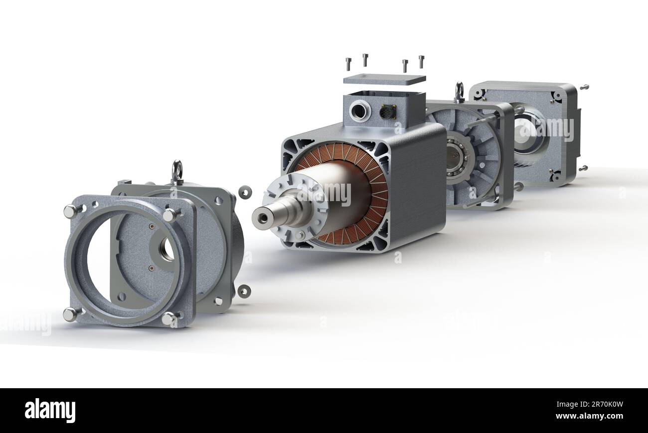 Spindle drive electric motor section view Stock Photo Alamy