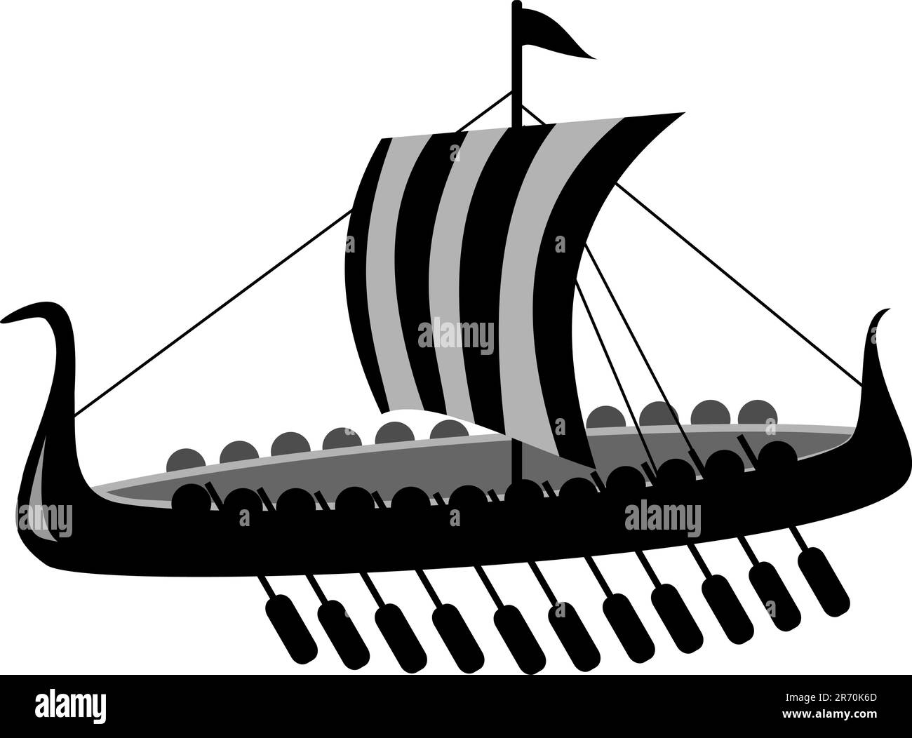 vector ancient battle ship of viking isolated on white background Stock Vector