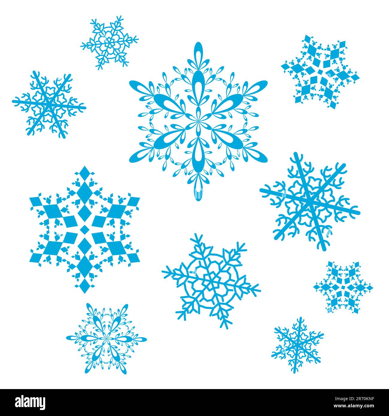 Vector set of snowflakes. Hight quality illustration in blue Stock ...