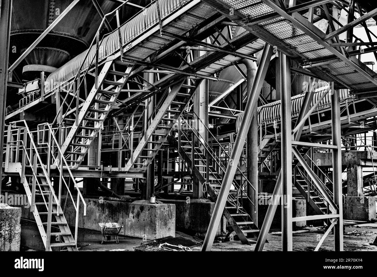 black and white of an industrial plant Stock Photo