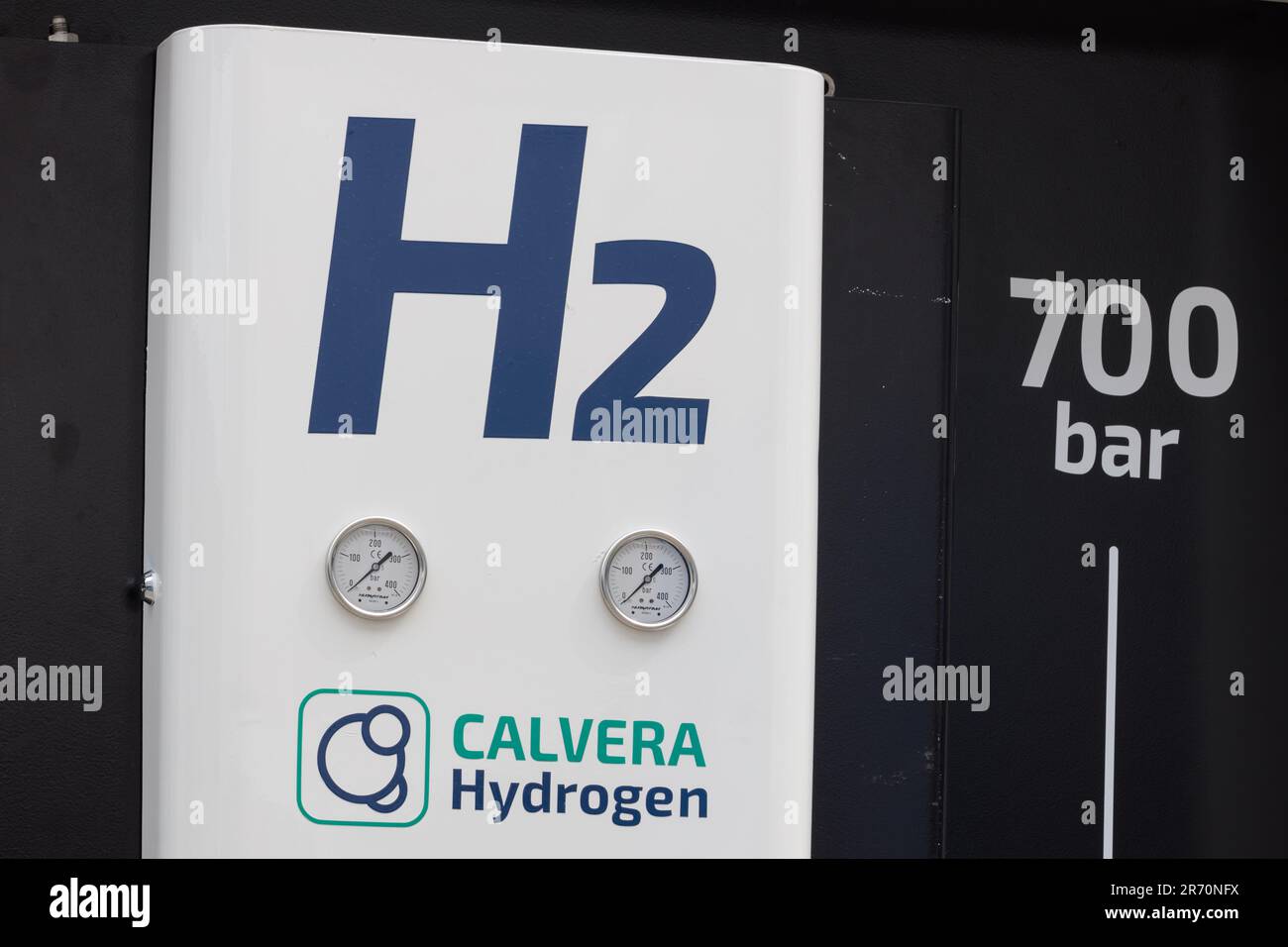 Poland, Poznan - May 17, 2023: HIGH TECH EXPO Europe Calvera´s Hydrogen h2o Hub develop equipment and facilities for the use of Hydrogen. Stock Photo