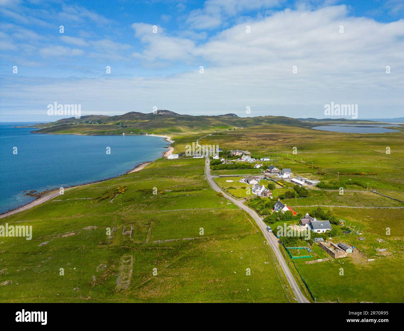 Aerial view of village of Achiltibuie in Coigach, Ross and Cromarty, Scotland, UK Stock Photo