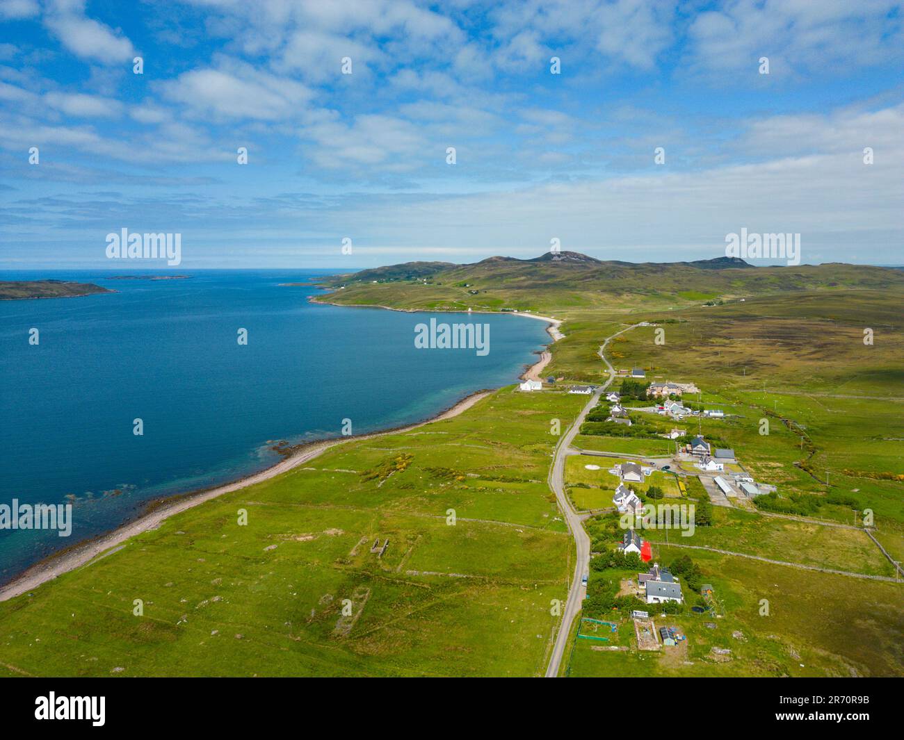 Aerial view of village of Achiltibuie in Coigach, Ross and Cromarty, Scotland, UK Stock Photo