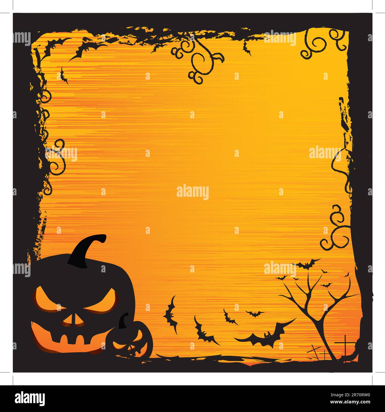 Halloween background with pumpkin, night bat and tree Stock Vector ...