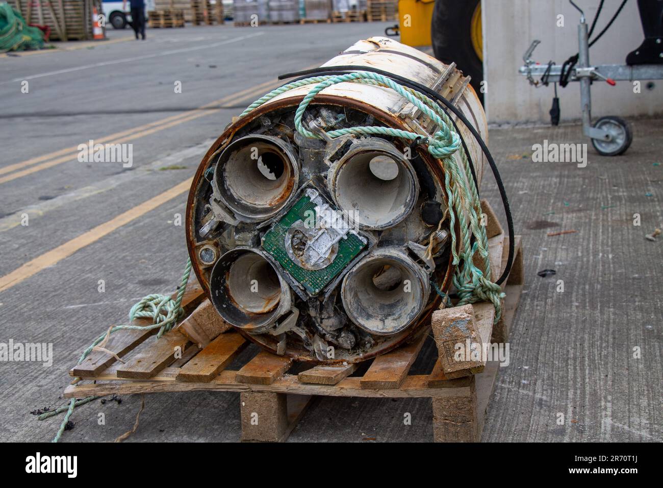 Salvaged Used Rocket motor Stock Photo