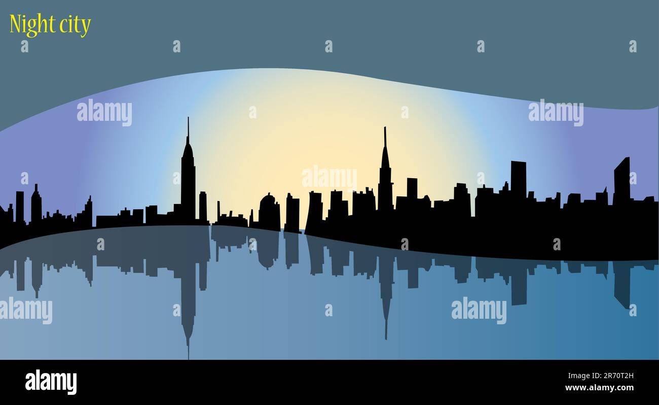 Vector illustration of a big city during the sunrise Stock Vector Image ...