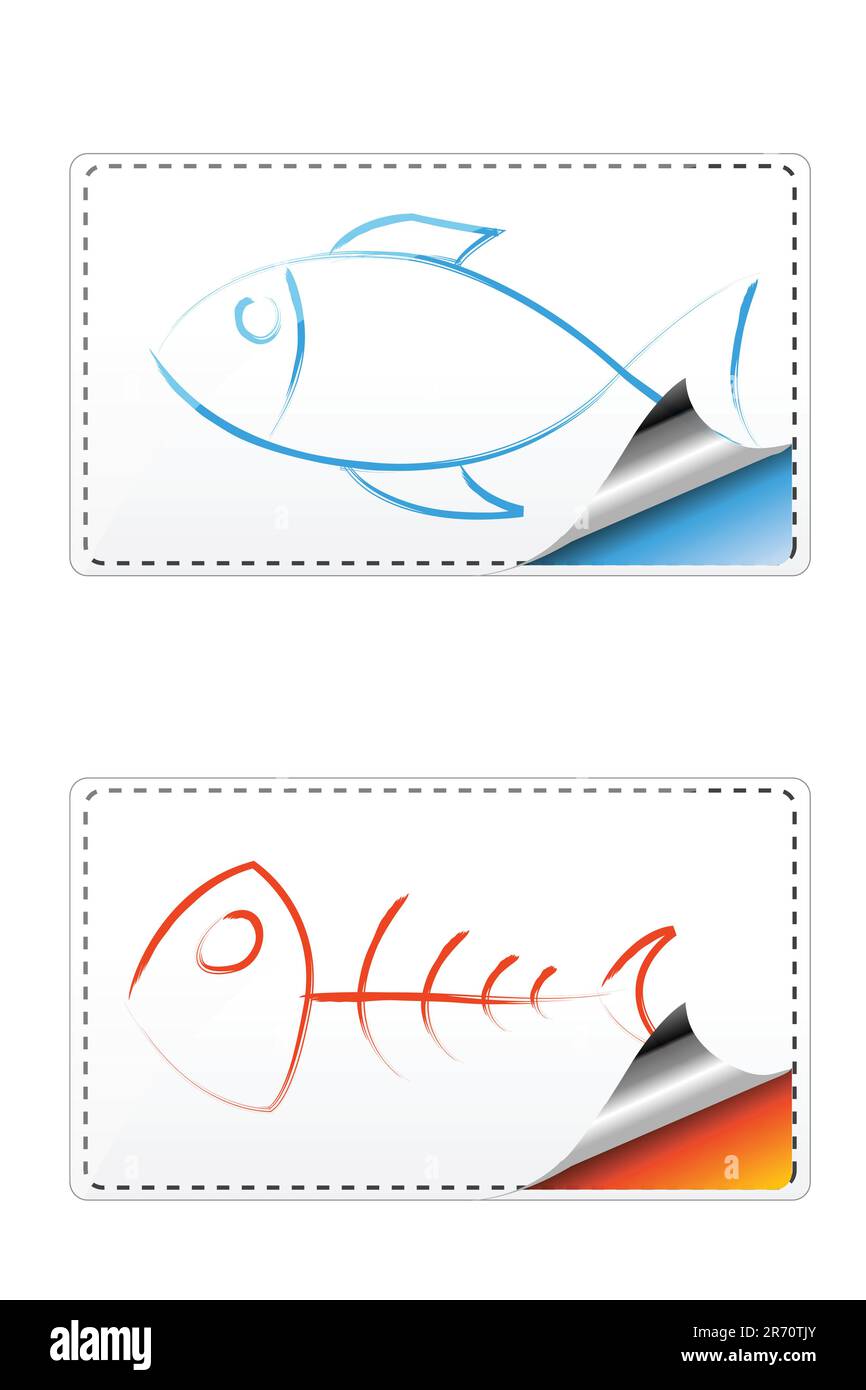 illustration of fish sticker on an isolated background Stock Vector