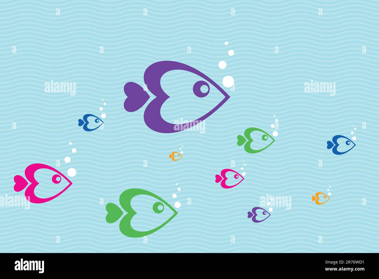 illustation of colorful vector fishes floating in water Stock Vector