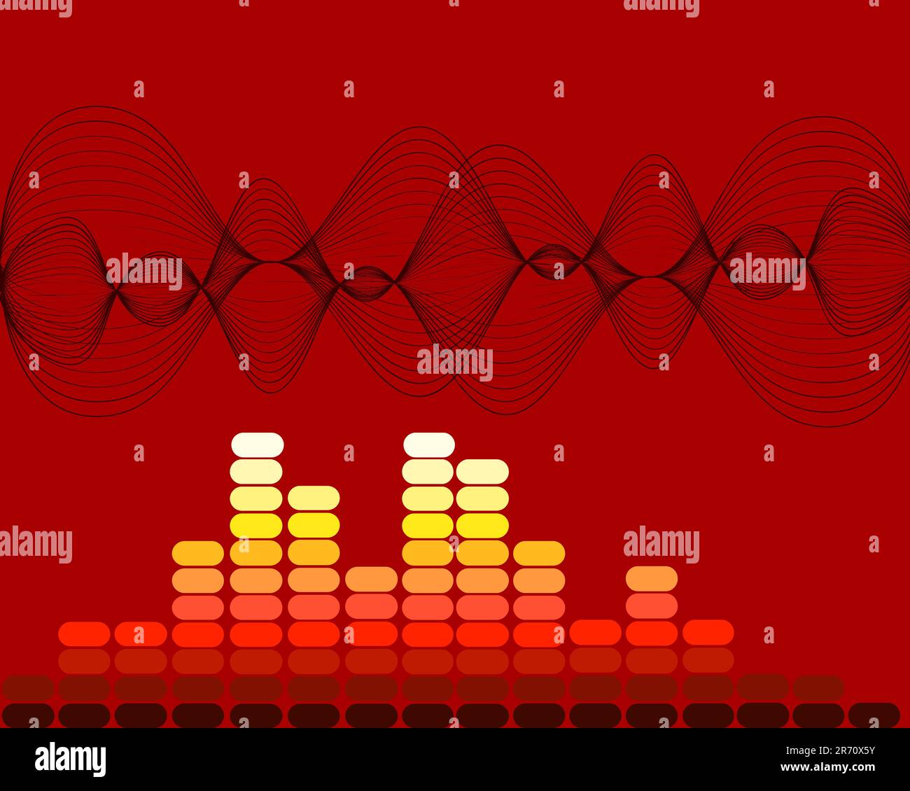 vector eps10 illustration of equalizer and sound waves on red 
