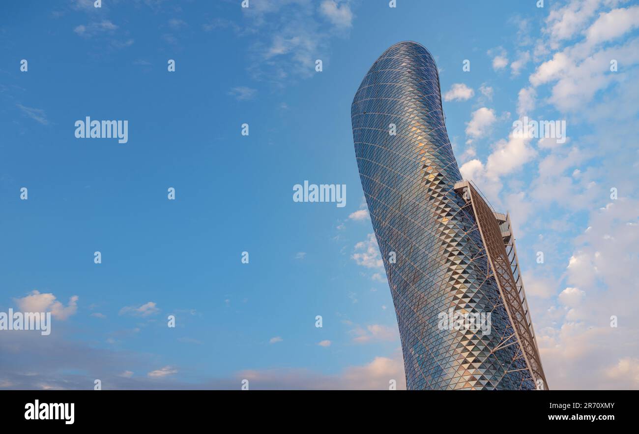 Abu Dhabi, UAE March 19, 2023 The Capital Gate Tower , This is certified as World's Furthest