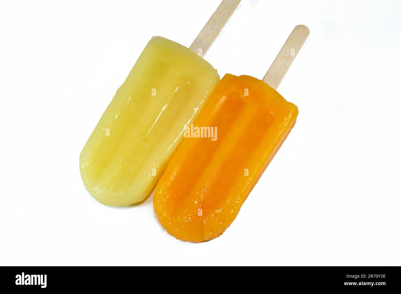 Frozen ice cream sticks of Mango and Pineapple, creamy and delicious