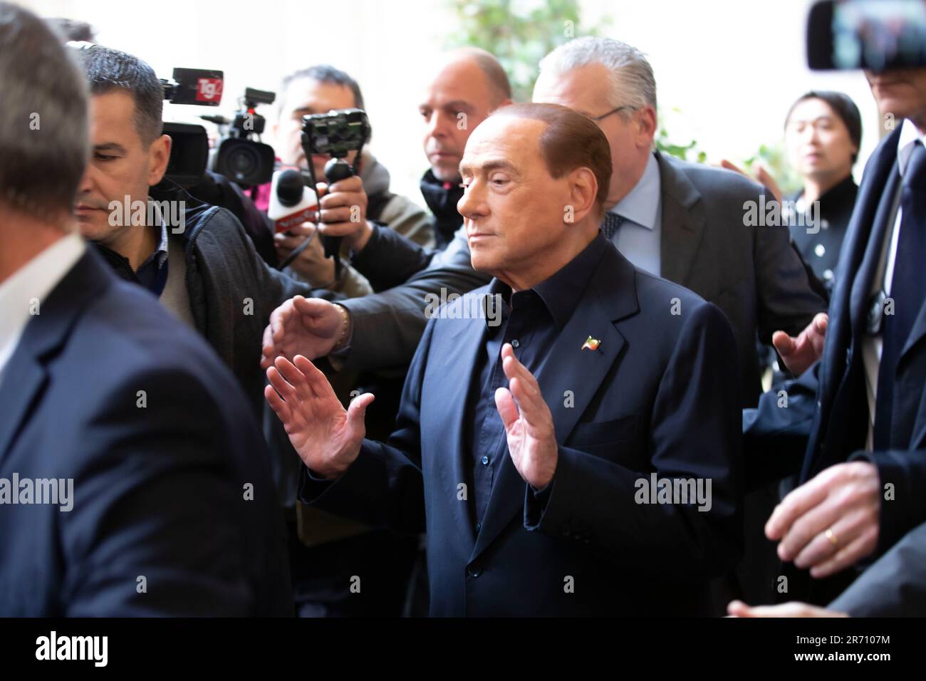 Milano, Italy, June 12, 2023 - Silvio Berlusconi died in Milan at the San Raffaele hospital at the age of 86. (in this photo Silvio Berlusconi  vote in election day in 2016) Credits: Luigi de Pompeis /Alamy  Live News Stock Photo